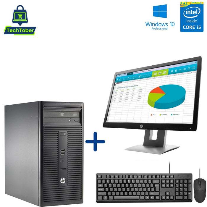 HP ProDesk 400 G2 MT Computer Set; i5 4590S; 8GB PC3; 256GB SSD; Win10Pro; Refurb