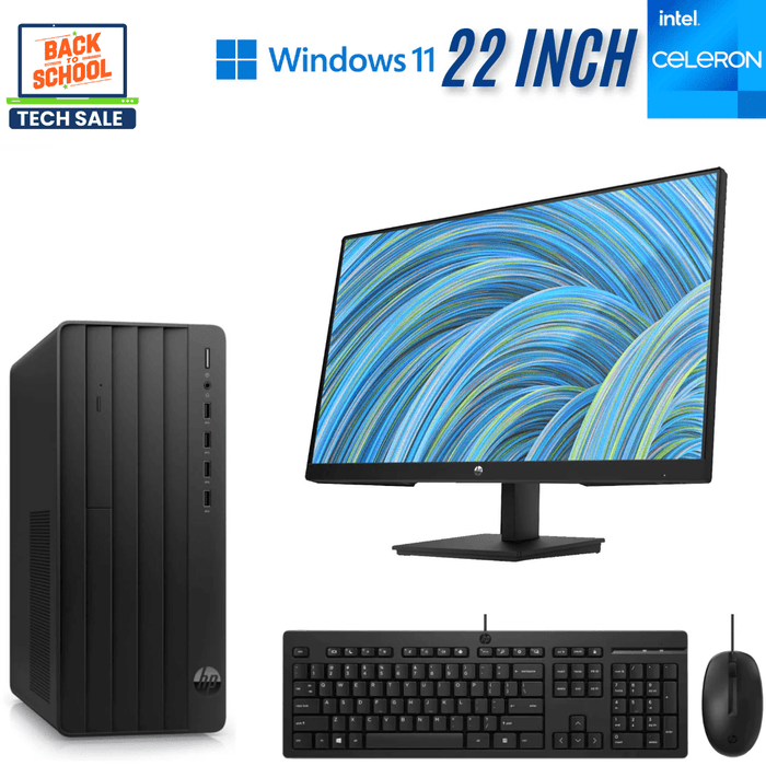 HP 290 G9 MT Computer + Free Monitor - Celeron G6900 - 8GB PC4 - 512GB NVMe SSD - Win11Pro - HP P22v G5 - K&M - New
