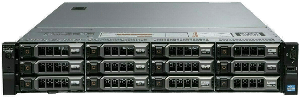 Dell PowerEdge R720xd 2U Rackmount Server – 12 LFF – 2 × Xeon E5-2620 – 64GB DDR3 – 10 × 4TB SATA – PERC H310 Mini – Broadcom BCM5720 – 2 × 750W – Refurb