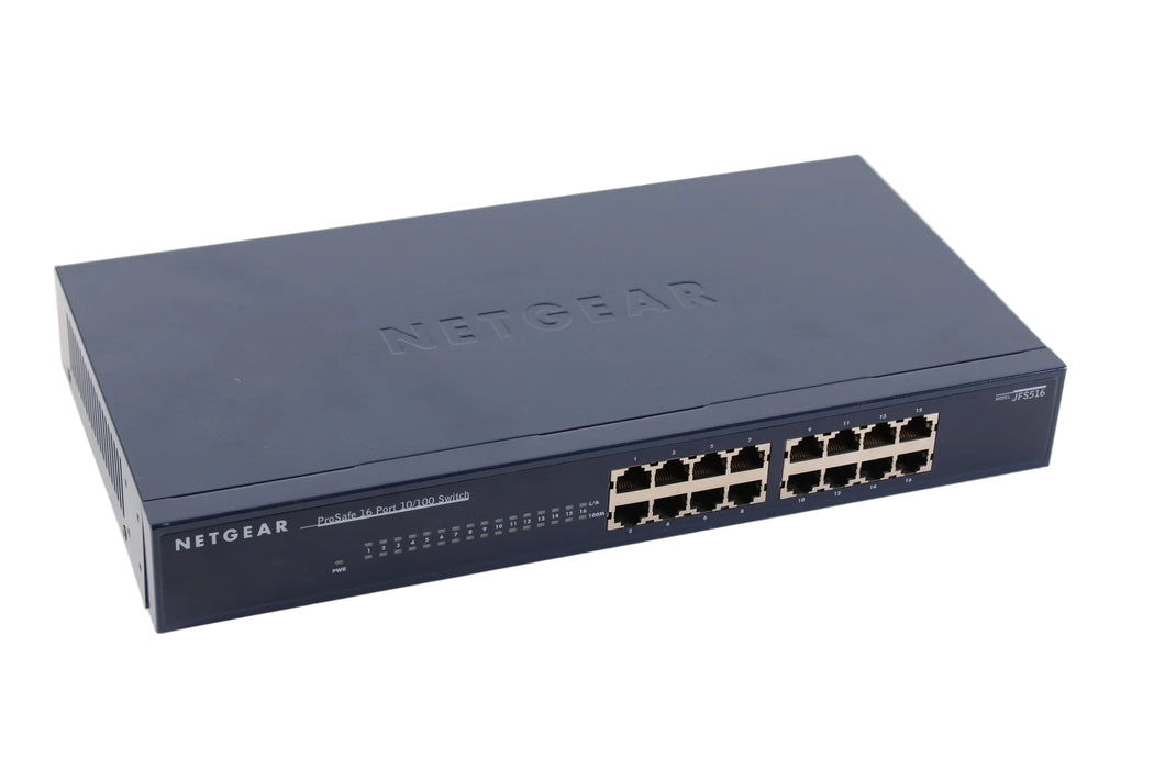 Netgear JFS516 ProSafe 16 Port Unmanaged Fast Ethernet Switch – Used