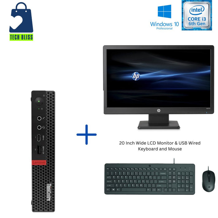 LENOVO THINKCENTRE M710Q TINY - I3 6100T - 8GB DDR4 - 500GB SATA HDD - WINDOWS 10 PRO 64 BIT - NO ANTENA COMPUTER SET