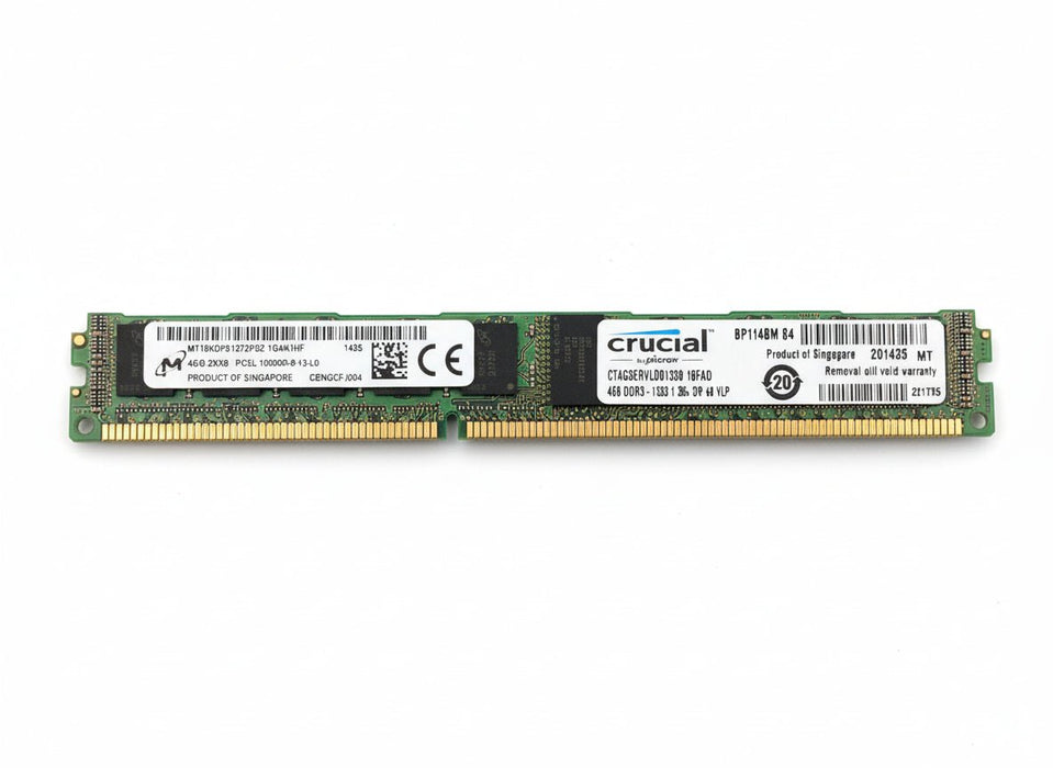 Micron 4GB 2RX8 PC3L-10600R-9-13-L0 DDR3 Registered Server RAM – Refurb