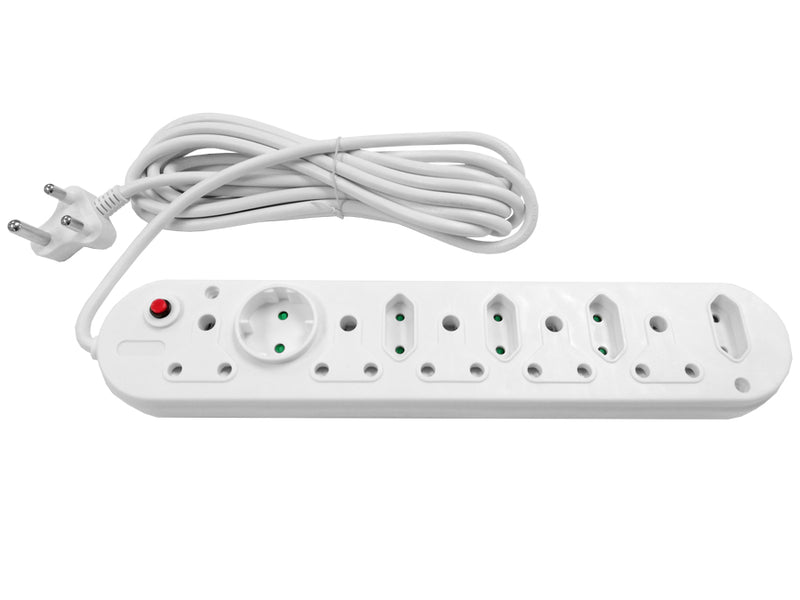Multi Plug 5x16A 5x5A 5m Cord White-0