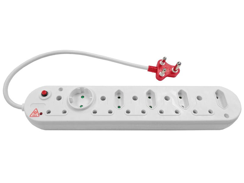 Multi Plug 5x16A 5x5A 0.5m Cord Surge Protected White-0