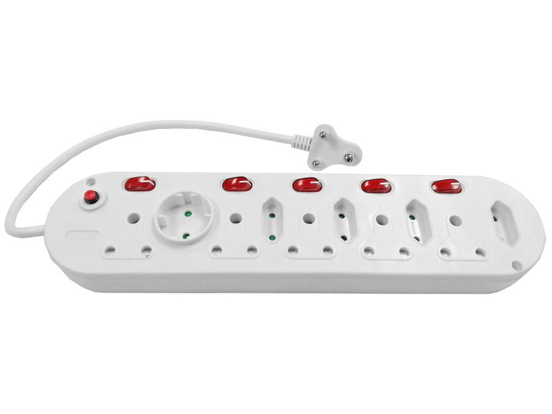 Multi Plug 5x16A 5x5A 0.5m Cord Switched White-0