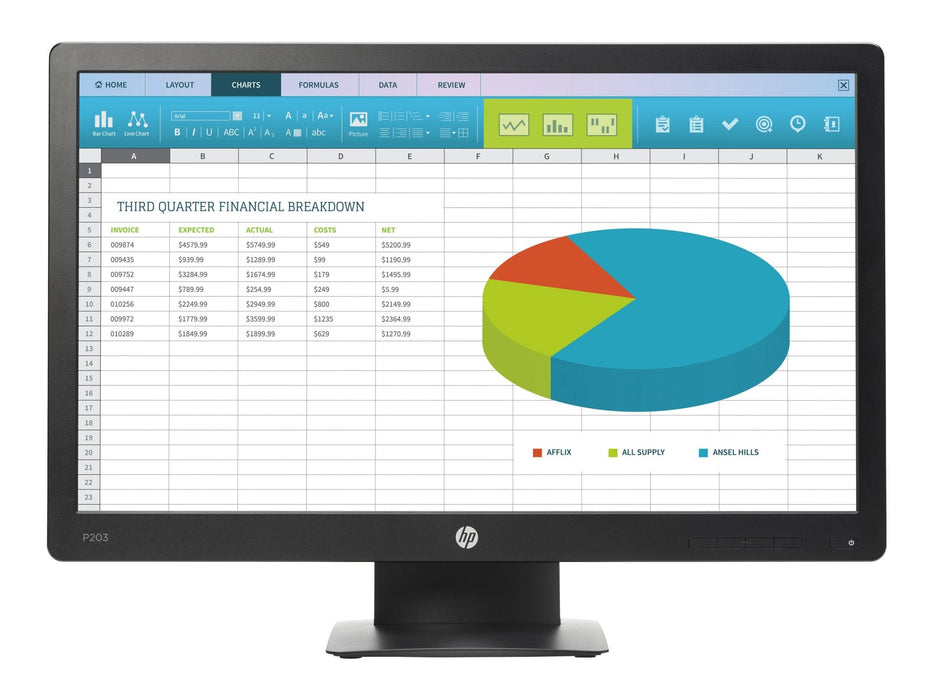 HP ProDisplay P203 20 Inch Monitor – VGA & DisplayPort -  Refurb