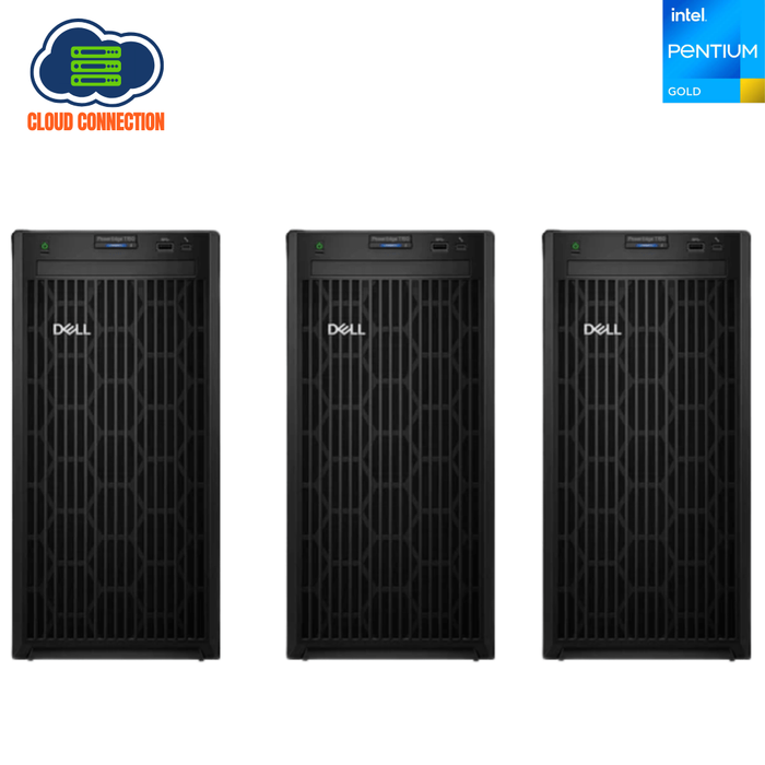 3 x Dell PowerEdge T150 4U Tower Core Infrastructure Server Bundle – Pentium Gold G6405T – 8GB DDR4 – 3 × 2TB SATA – PERC H755 – Broadcom BCM5720 – New Special
