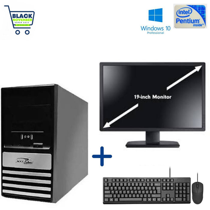 Proline Officeware MT (MSI G31TM-P25) - Pentium Dual Core E5500 - 4GB DDR2 - 250GB SATA HDD - Windows 10 Pro 64 Bit - Refurbished Computer Set