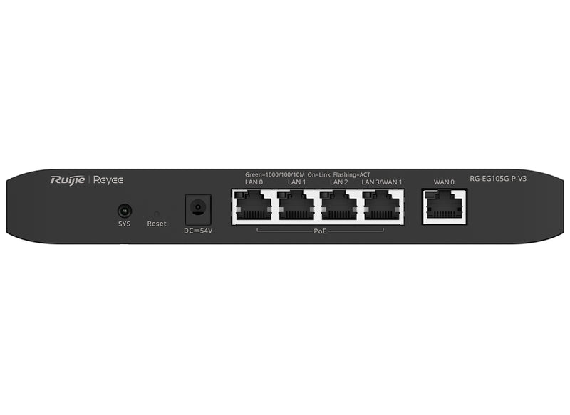 Reyee 5 Port Gigabit 2 WAN 4 PoE 54W 100 User Cloud Router-0