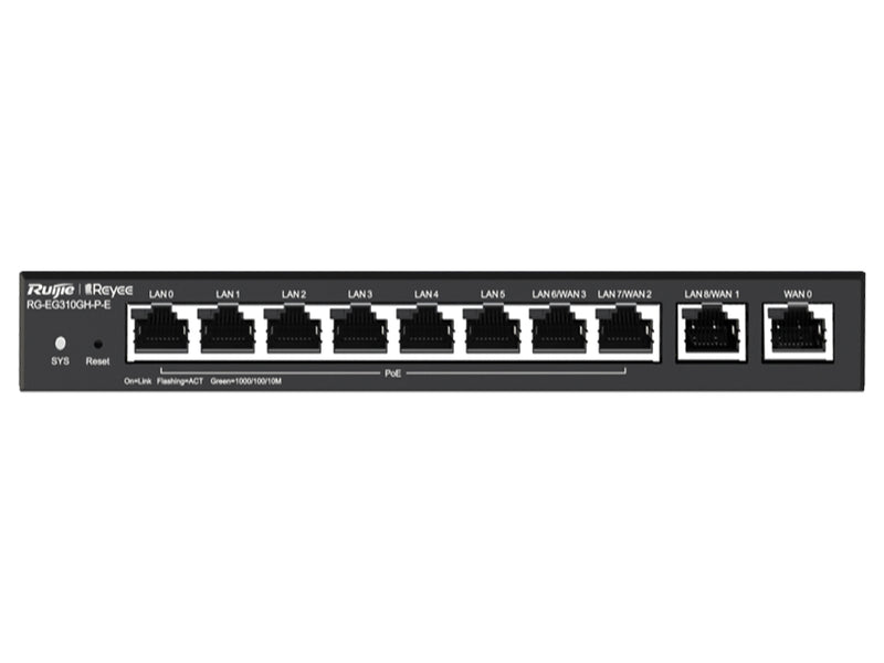 Reyee 10 Port Gigabit 4 WAN 8 PoE 110W 300 User Cloud Router-0