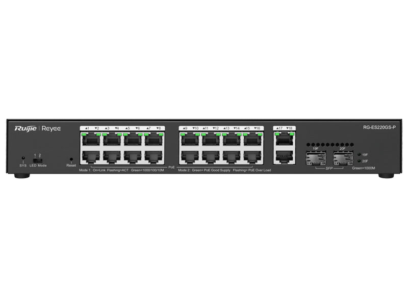 Reyee 18 Port Gigabit with 16 PoE 250W 2SFP Smart Managed Switch-0