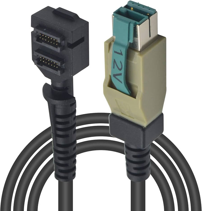 Dual 14pin IDC Female to 12V Powered USB 8P Scanner Cable for Verifone VX820 – Used