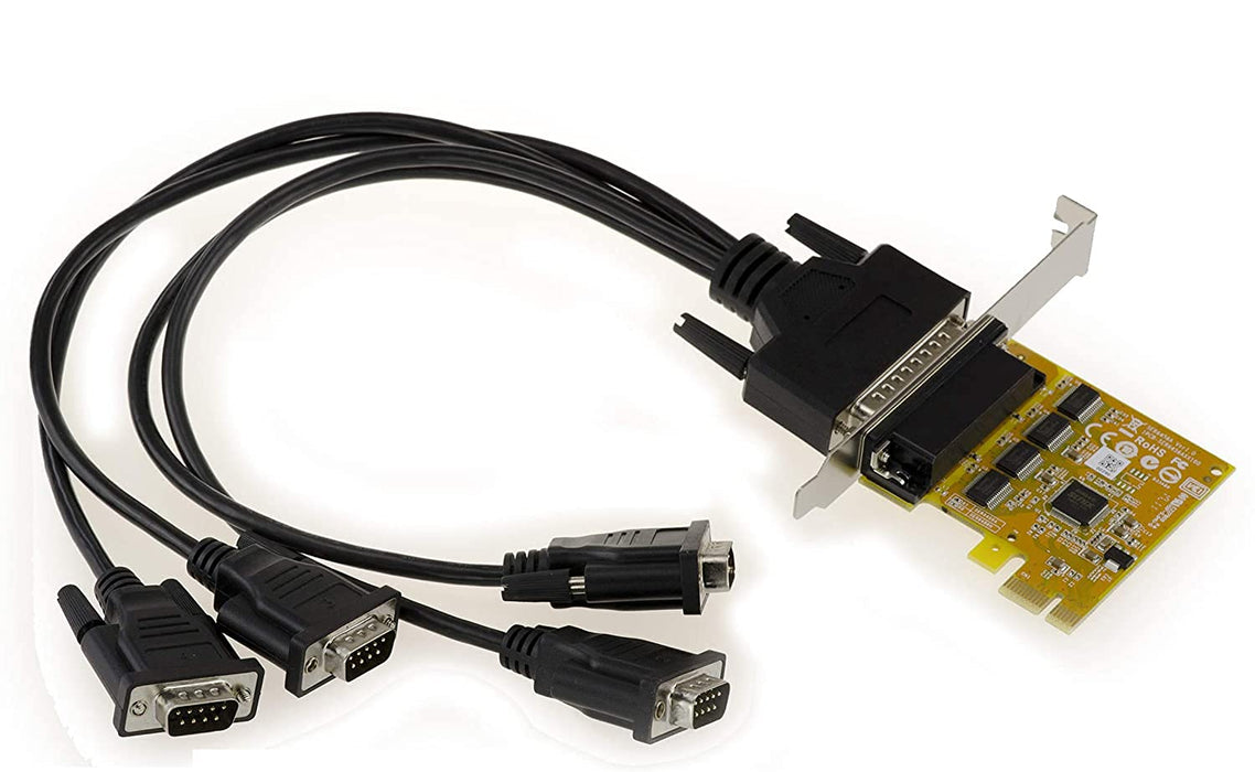 Sunix SER6456A-B PCI Express 4-Port RS-232 Interface Card with DB44 to 4-Port DB9 Cable – Open Box