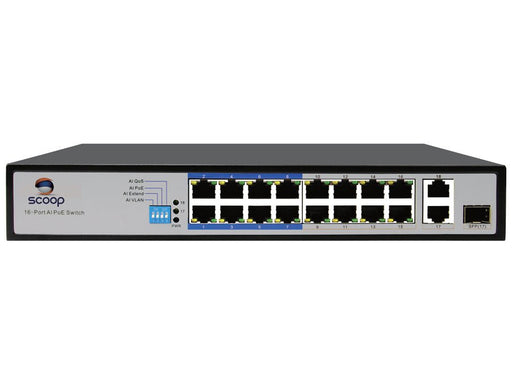 Scoop 16 Port Fast Ethernet PoE 150W 2 Gigabit 1SFP Switch-0