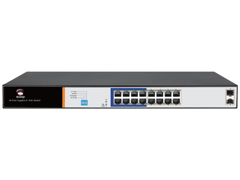 Scoop 16 Port Gigabit PoE 150W 2SFP Switch-0