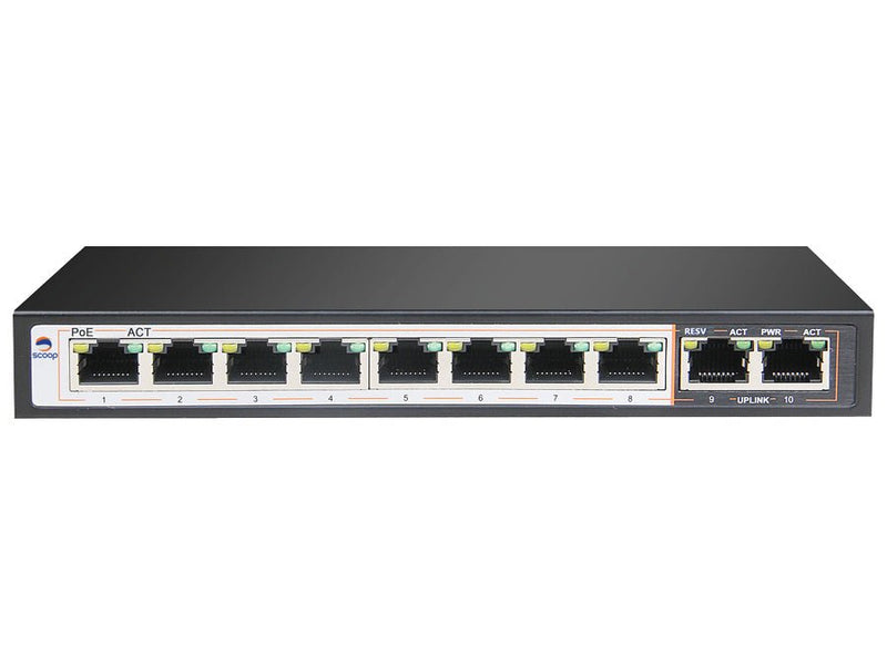 Scoop 8 Port Fast Ethernet PoE 96W 2 Gigabit Switch-0