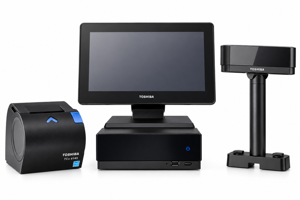 Toshiba 4901917 POS System Bundle – i7-13700E – 8GB DDR5 – 256GB NVMe – Win11Pro + Toshiba 15-Inch Touch Display + Toshiba TCx 6145 Thermal Receipt Printer + Toshiba 2×20 Customer Display – New