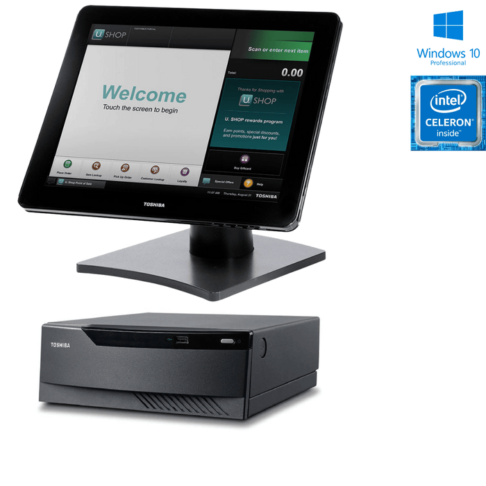 Toshiba TCX300 15 Inch Touch POS System; Celeron G1820E; 8GB PC4; 128GB SSD; Win10Pro; Refurb