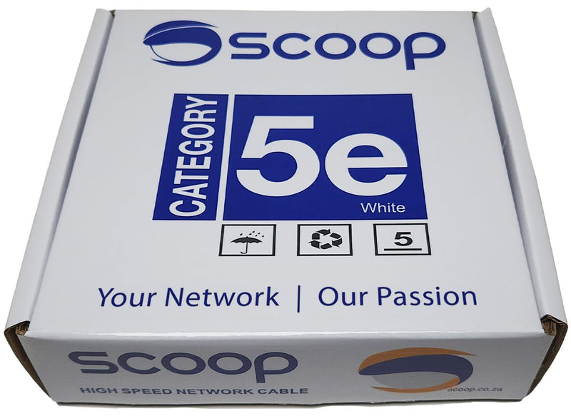 Scoop 100m Box Cat5e CCA White UTP Cable-0