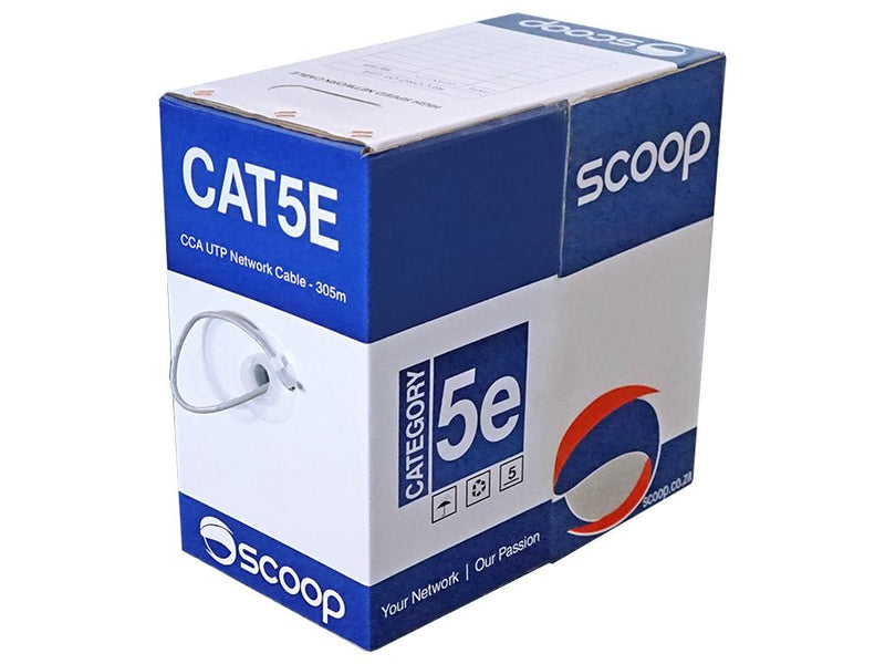 Scoop 305m Box Cat5e CCA Grey UTP Cable-0