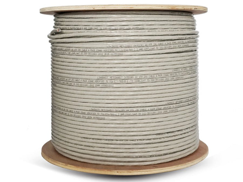 Linkbasic 305m Drum Cat6a Solid Grey UTP Cable-0