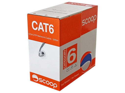 Scoop 305m Box Cat6 CCA Grey UTP Cable-0