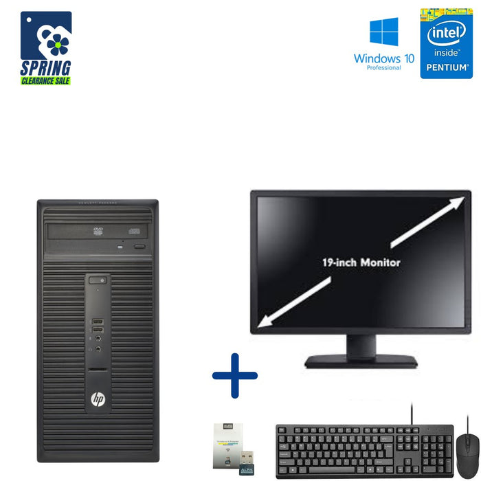 HP 280 G1 MT Computer Set; Pentium G3250; 4GB PC3; 500GB HDD; Win10Pro; Refurb