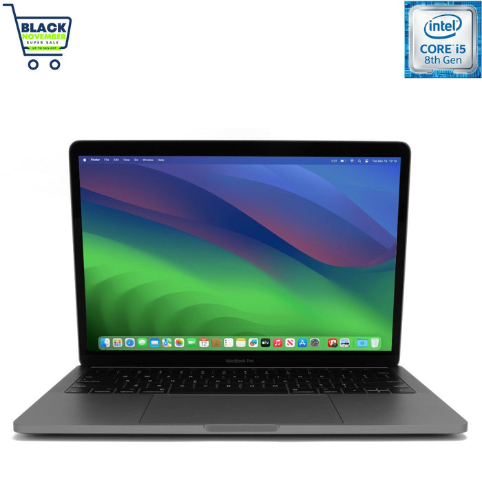 Apple 2019 A1989 13 Inch MacBook Pro Space Grey; Quad Core i5; 8GB PC3; 250GB SSD; MacOS Sonoma 14.6.1; Refurb Special