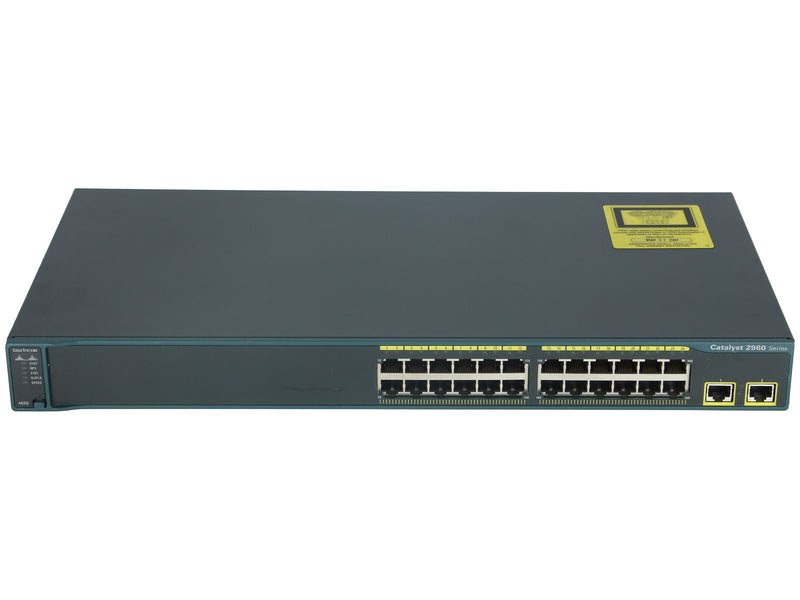 Cisco WS-C2960-24TT-L 24 Ethernet 10/100 ports and 2 fixed Ethernet 10/100/1000 uplink ports - Refurb