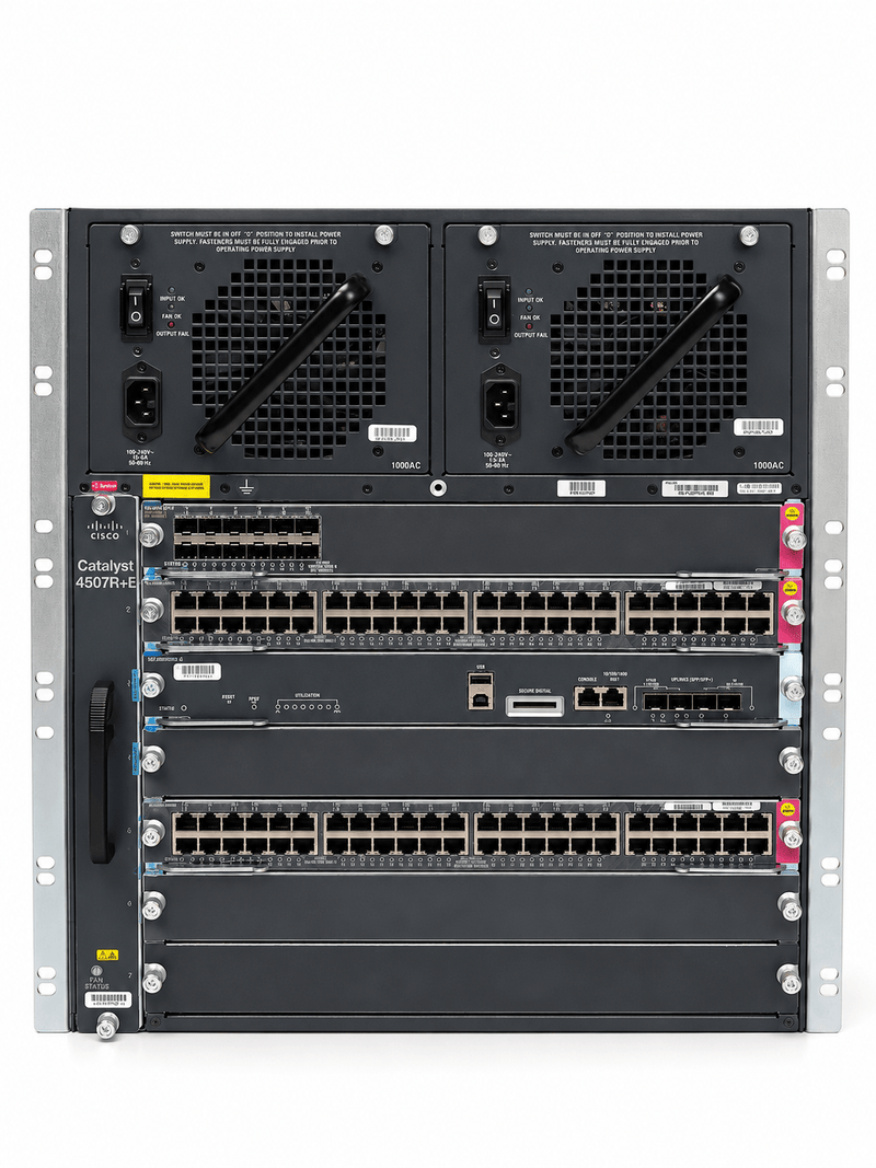 Cisco Catalyst 4507+E With WS-X45-SUP7L-E + WS-X4712-SFP-E + WS-X4648-RJ45-E Modular Network Switch – Demo