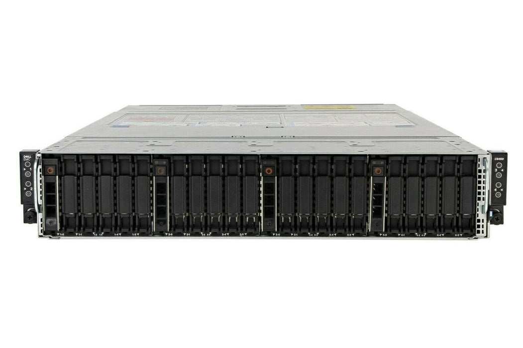 Dell PowerEdge C6400 Blade Server with 4 x C6420 Nodes High Performance Computing - 8 x Xeon Gold 6244 - 512GB DDR4 - 8 X 1.2TB SAS - 4 x Perc H730 Raid - 4 x QP 1GB - 2 x 1600 Watt PSU - 2U Rackmount Server Refurb