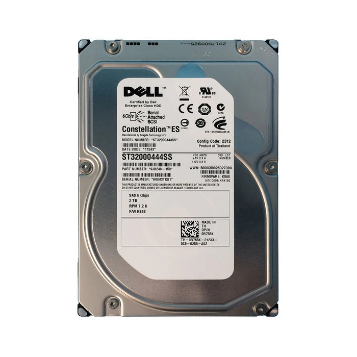 Dell ST32000444SS 3.5 Inch 2TB 6Gb/s 7.2K RPM Constellation SAS Hard Drive - Refurb