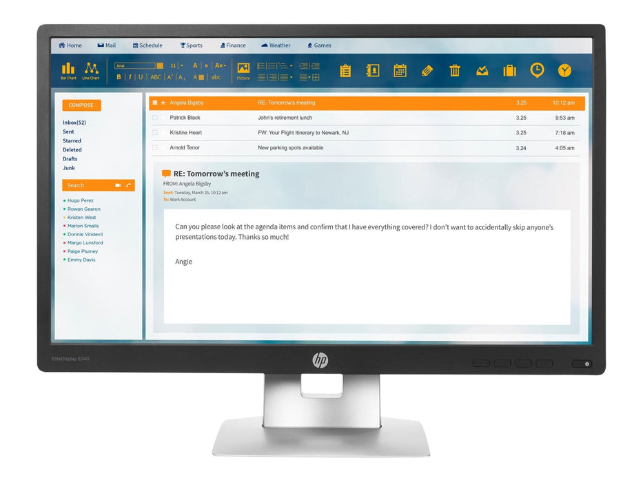 HP E240 EliteDisplay 23.8 inch Monitor - HDMI, DisplayPort & VGA - Pre-Owned