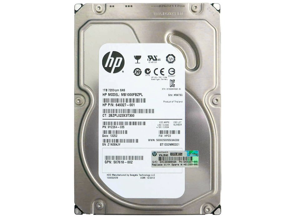 Pre-Owned HP MB1000FBZPL - 1TB SAS Hard Drive - 3.5" - 7200 RPM - 6GB/s