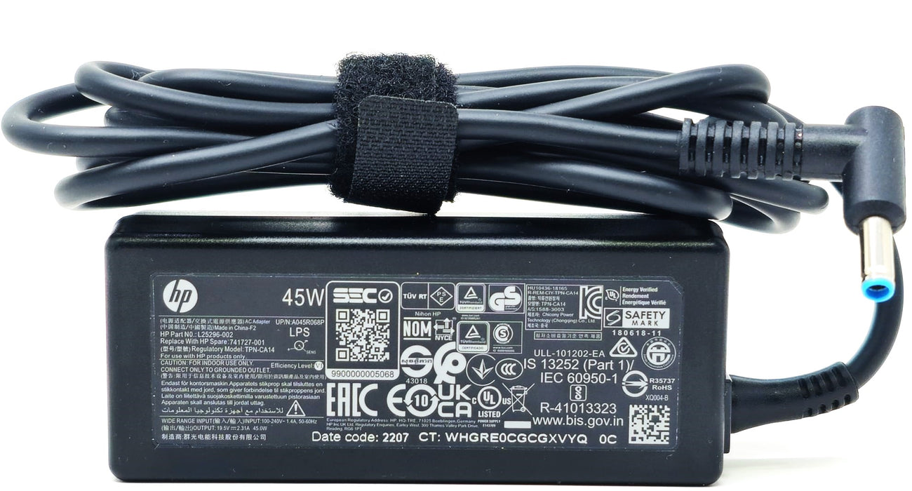 HP HSTNN-DA40 45W 19.5V 2.31A 3.0mm Blue Tip AC Adapter for Laptops – Used