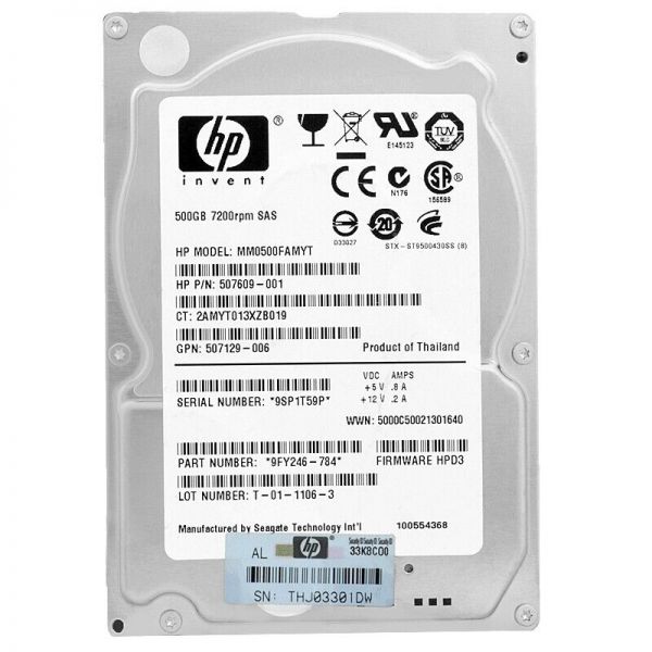 HP MM0500FAMYT 2.5 Inch 500GB 7.2RPM 6Gb/s SAS Hard Drive - Refurb