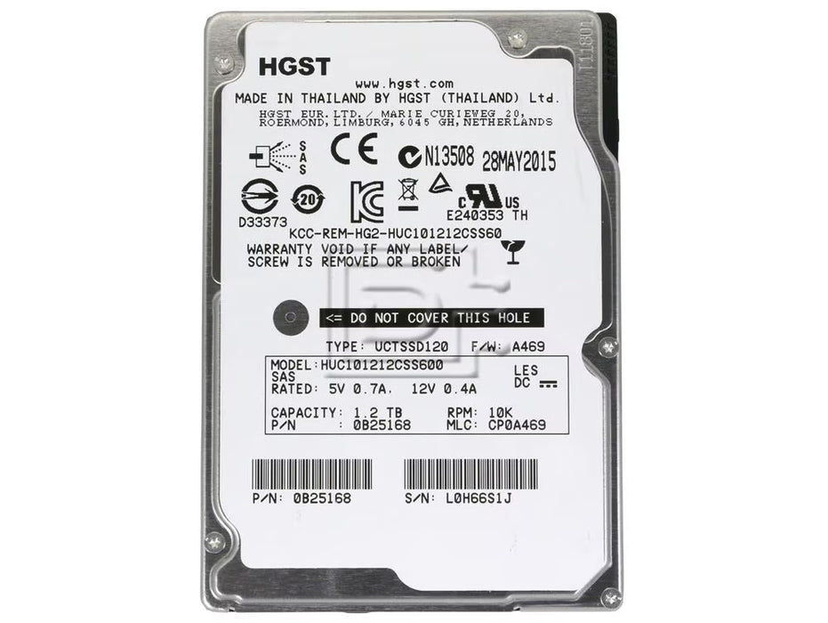 HGST HUC101212CSS600 2.5 Inch SFF 1.2TB 10K 6Gbps SAS Hard Drive for Servers – Refurb