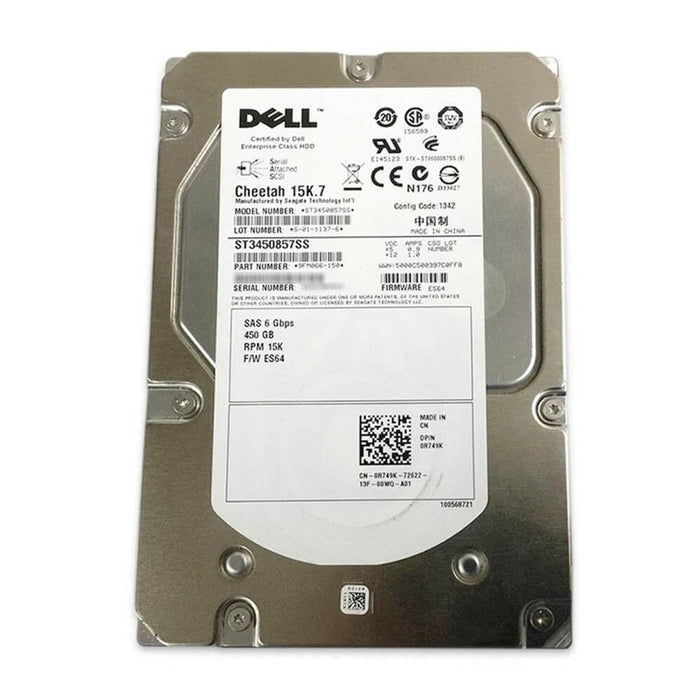 Pre-Owned Dell ST3450857SS - 450GB SAS Hard Drive - 3.5" - 15000 RPM - 6GB/s