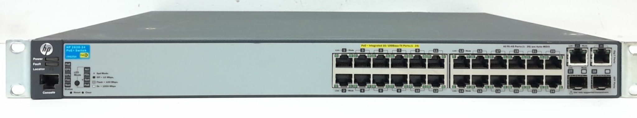 HP J9625A 2620-24 PoE+ 10/100Base-TX Managed Switch – Used