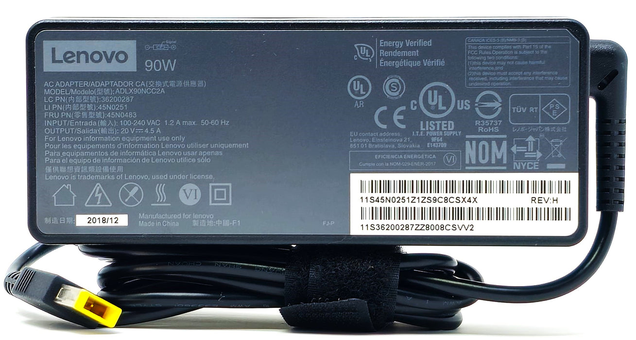 90W AC Adapter for Lenovo ThinkPad Yellow USB Tip; New