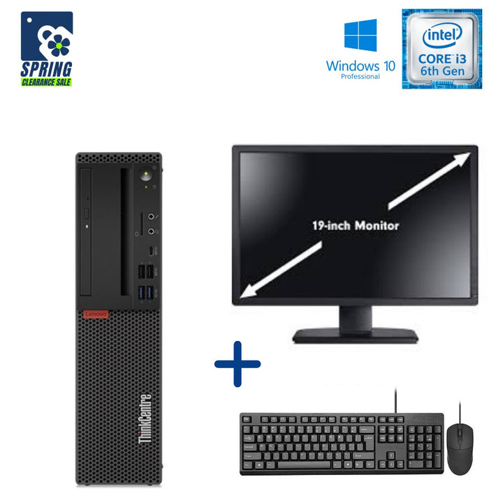 Lenovo Thinkcentre M800 SFF - I3 6100 - 4GB DDR4 - 500GB SATA HDD - Windows 10 Pro 64 Bit - Refurbished Computer Set