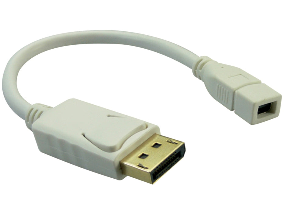 DisplayPort (Male) to Mini DisplayPort (Female) White Adapter Cable – New