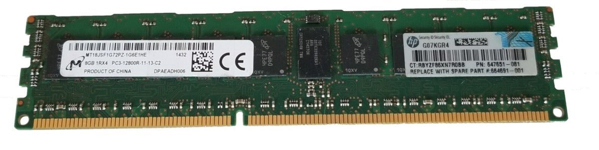 Micron 8GB 1Rx4 PC3-12800R-11-11-C2 DDR3 ECC Registered Server RAM – Refurb