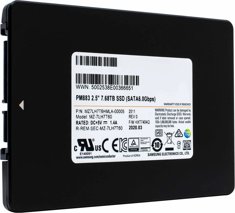 Samsung PM883 MZ7LH7T6HMLA 2.5 Inch 7.68TB 6.0Gbps SATA Enterprise SSD – Refurb