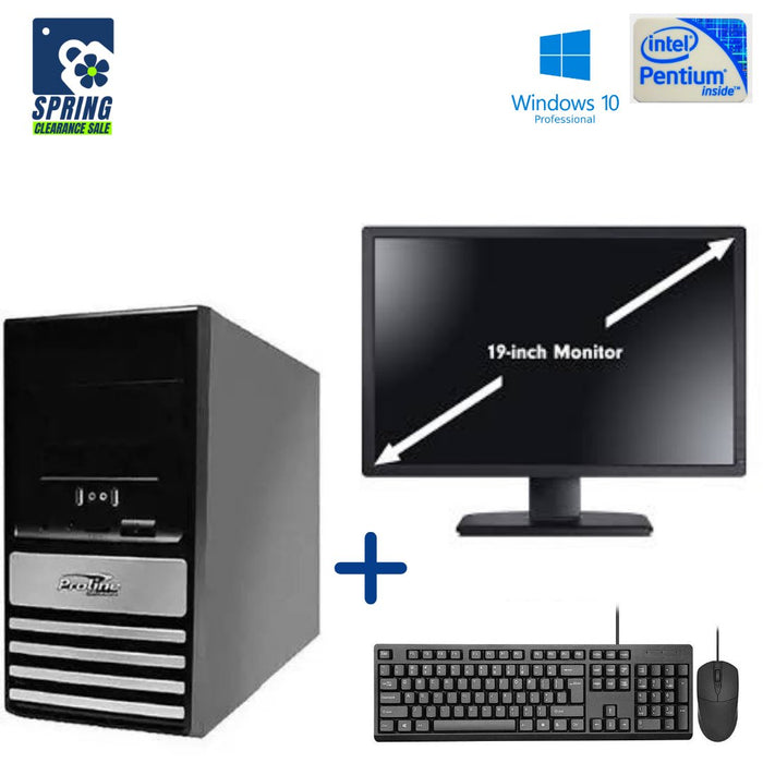 Proline Officeware MT (MSI G31TM-P25) - Pentium Dual Core E5500 - 4GB DDR2 - 250GB SATA HDD - Windows 10 Pro 64 Bit - Refurbished Computer Set