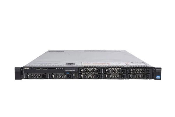 Dell Poweredge R620 Server; 2 x Xeon E5-2609; 64GB PC3; 600GB SAS; QP 1GB; Perc H710P; 2 x 750W; No Rail Kit; Front Bezel; 1U Rackmount; Refurb