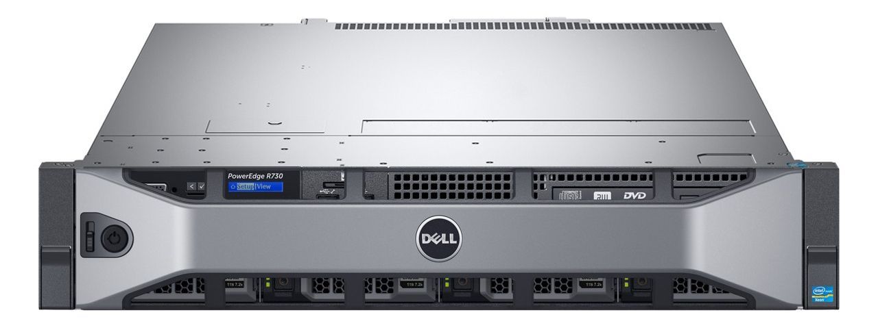 Dell PowerEdge R730 2U Rackmount Server - 8 SFF - Xeon E5-2650 V3 - 64GB DDR4 - 7 x 2TB SAS - Broadcom BCM5720 - 2 x 750 Watts - Front Bezel - Refurb