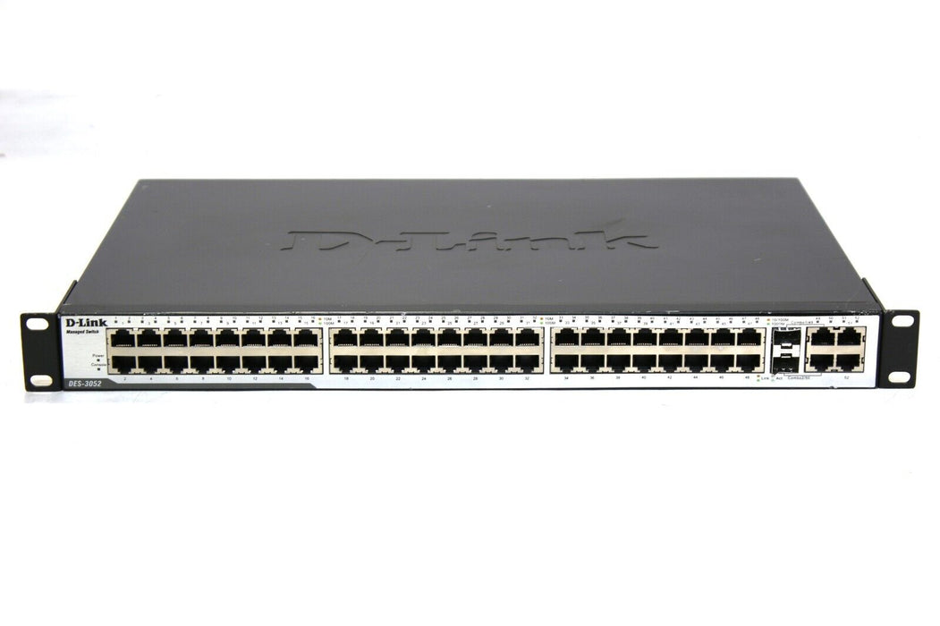 D-Link DES-3052 48 Port 10/100 Layer 2 Managed Switch + 2 1GB + 2 SFP; Refurb