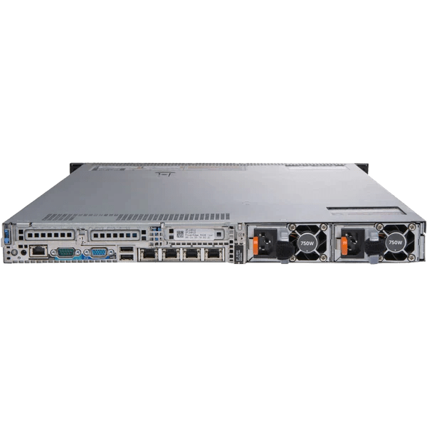 Dell Poweredge R620 Server; 2 x Xeon E5-2609; 64GB PC3; 600GB SAS; QP 1GB; Perc H710P; 2 x 750W; No Rail Kit; Front Bezel; 1U Rackmount; Refurb