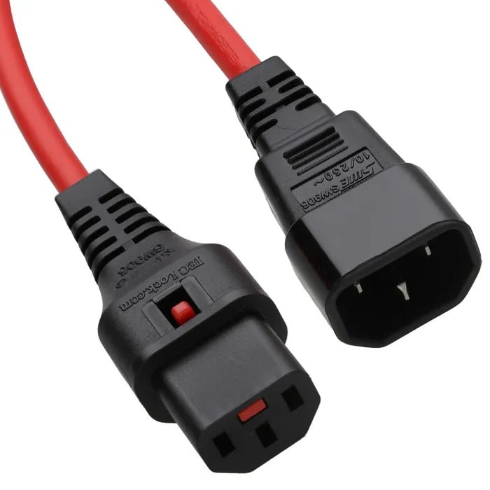 Locking IEC C13 to C14 Kettle Extension Lead 10A Mains Power Cable 2 Meter – Red – Pre-Owned